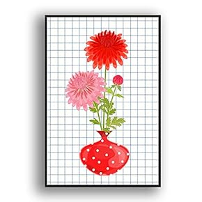 Framed Canvas Wall Art Beautiful Flowers in Grid Giclee Print Gallery Wrap Modern Home Prints Ready to Hang - 16x24 inches