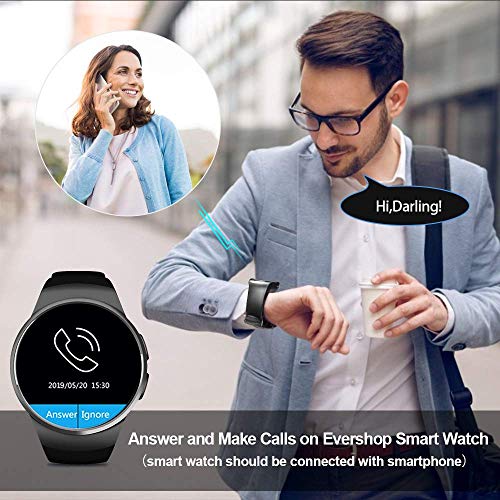 Evershop Smart Watch Phone with TF SIM Card Slot for Men Women, 1.5 inches IPS Round Touch Screen Fitness Tracker Watch with Heart Rate Monitor,Sleep Monitor, Pedometer for Android iOS