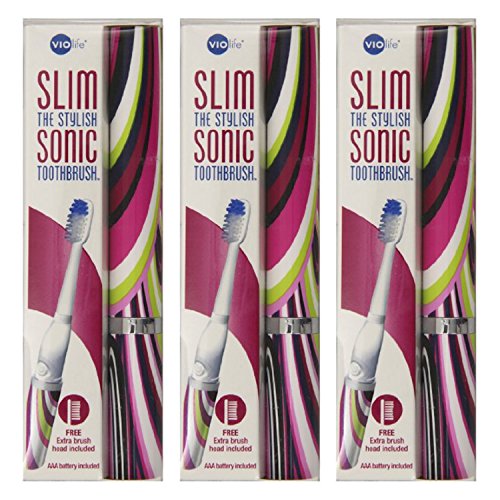Violife Slim Sonic Toothbrush, Mirage, (Pack of 3)