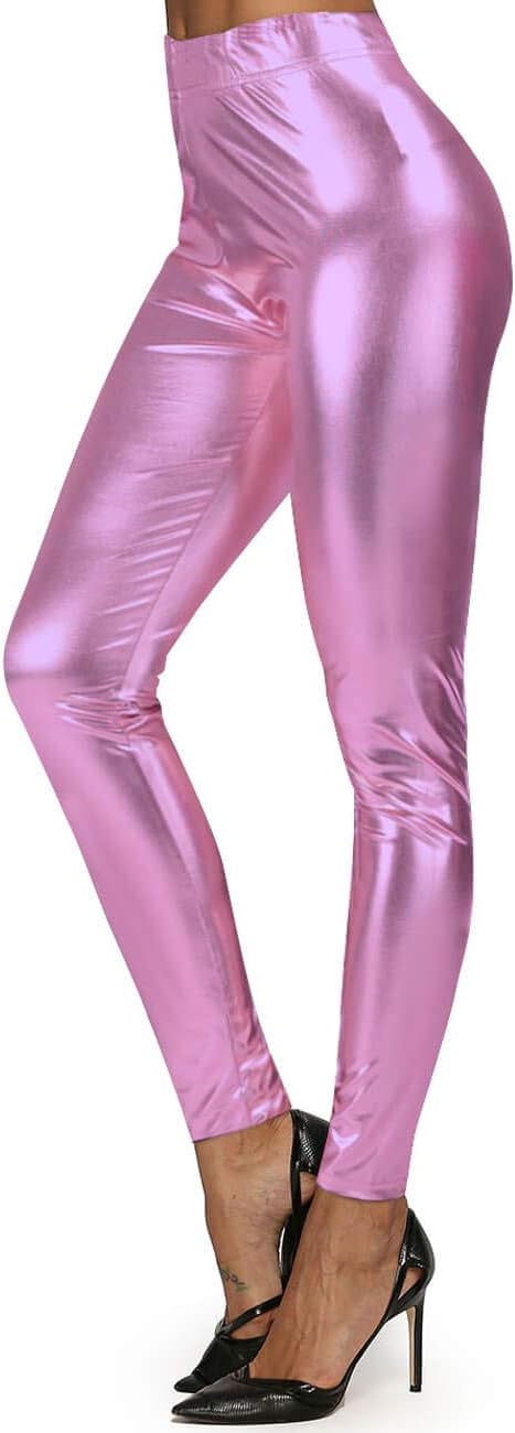 Alsol Lamesa Women's Wet Look Shiny Metallic Stretch Leggings Pants Trousers