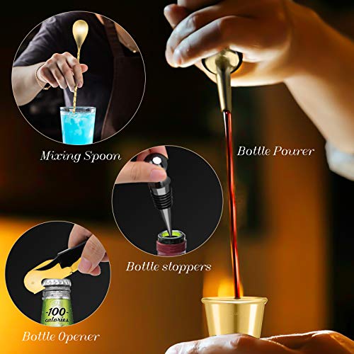 Barkeeper-Set, Boston Cocktail-Shaker aus Edelstahl, goldfarben, 13-teilig – Bild 5