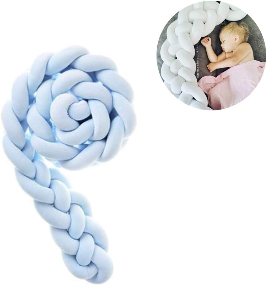 YWRD Baby Bed Bumper Cot Bumper Knotted Pillow Crib Enclosure Pillow Protectors For Children Four-Strand Pillow Blue Knotted Pillow Sleep Bumper blue,1m