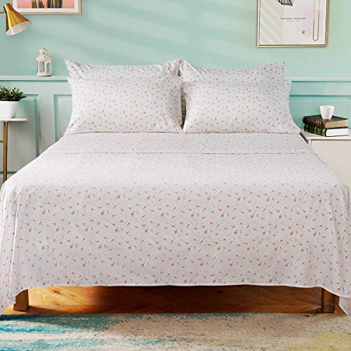 HOMEIDEAS 6 Piece Printed Queen Size Bed Sheets, Extra Soft Brushed