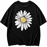 Farmhouse Daisies Shirts Graphic Tees for Women, Vintage Funny Womens Oversized T Shirt Crewneck Short Sleeve Casual Tops
