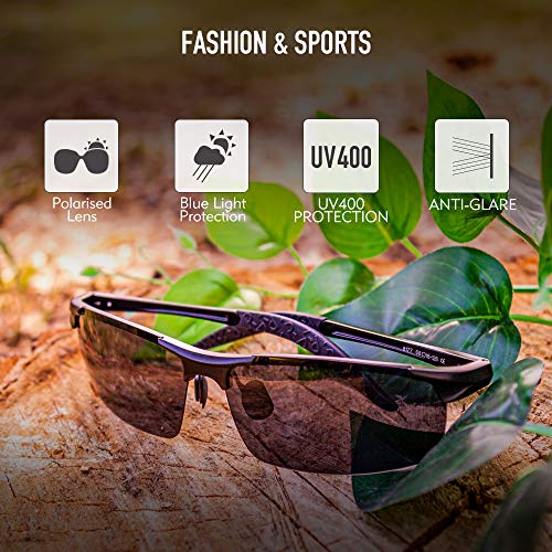 Bloomoak Polarized Driving Sonnenbrille Sport Sonnenbrille UV-Schutz Ultraleicht AL-MG Metallrahmen für Golf Angelsport – Bild 4