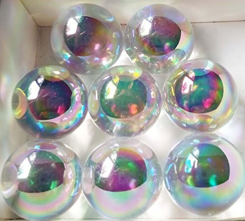 Angel Aura Quartz Crystal Ball By Mystic Crystals, Rainbow Opal Aura Clear Quartz Crystal Sphere, Chakra Healing Metaphysical Orb- 22mm Diameter