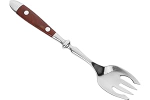 SEWACC Stainless Steel Salad Fork with Wood Handle, Food-Grade Household Cutlery for Appetizers and Yogurt,