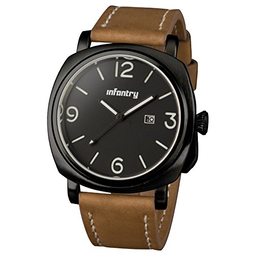 Night Vision INFANTRY Police Mens Luxury Wrist Watch Clock Brown Leather Gift #FS-003-BLK-Q