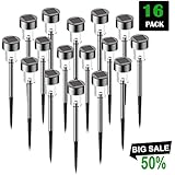 SURSUN Solar Lights Outdoor [16pack] Powered Pathway Bright White-Landscape Lawn/Patio/Yard/Walkway/Driveway, Stainless Steel
