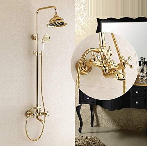 GZF bathroom shower faucets retro head big rain golden bath shower set mixer tap antique