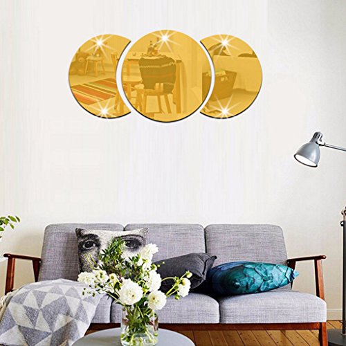 Slowslient Halloween DIY Modern 3D Mirror Wall Sticker Art Acrylic Mural Decal Home Room Decoration (Golden)