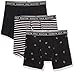 Kenneth Cole REACTION Men's Cotton Stretch Boxer Brief Underwear, Multipack, Black/Black KC Life/Black Tribeca Bar Stripe, L