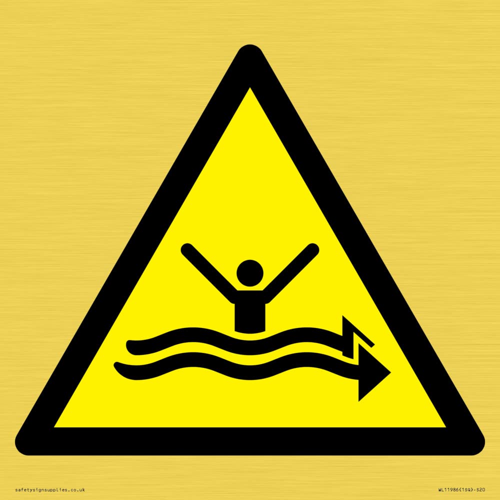 W057 Warning: Strong currents Sign - 200x200mm - S20