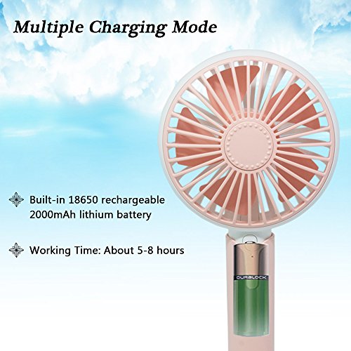 HOMCA Aromatherapy Handheld Fan, Personal Portable Desk Table Cooling Fan Pedestal Fan with USB Rechargeable Battery Operated Electric Fan for Office Room Outdoor Traveling (Pink) - Thumbnail 5
