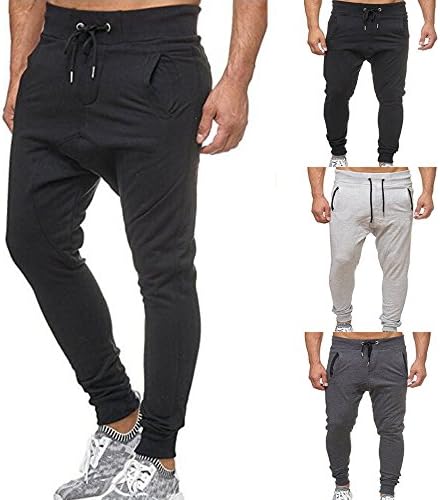 Men Pants Daoroka Men's Casual Plus Size Long Tether Elastic Solid Jogger Slacks Athletic Running Trousers