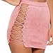 Antopmen Women Sexy Spaghetti Strap Crop Top Side Lace Up Skirt Outfit Two Piece Bodycon Bandage Dress (Medium, Pink)