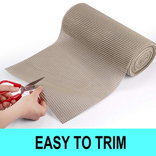 YINENN Shelf and Drawer Liner 12 Inch x 20 Feet, Non-Adhesive and Slip-Resistant, Durable and Strong for Drawers, Shelves, Cabinets, Storage, Kitchen,Tableware and Desks- Taupe