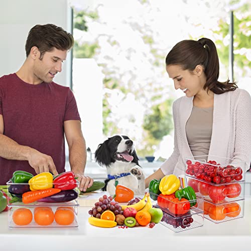 Clear Refrigerator Organizer Bins, Wide Plastic Stackable Food Containers for Pantry, Cabinet, Kitchen Organizers Bins 12 Pack-NOT DISHWASHER SAFE