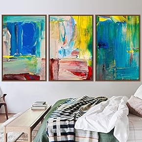 signwin 3 Piece Framed Canvas Wall Art Abstract...