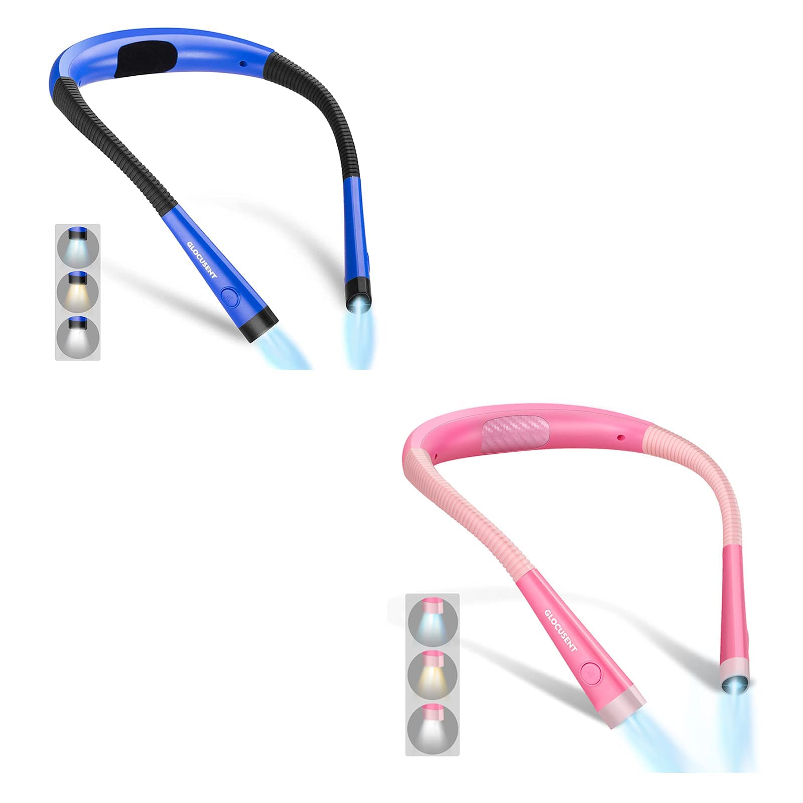 Glocusent LED Neck Reading Light, Book Light for Reading in Bed(2 Pack)