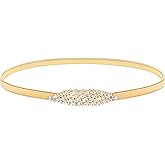 LIMHOO Women's Skinny Metal Waist Belt Elastic Thin Waist Belt for Dress Stretch Chain Belt