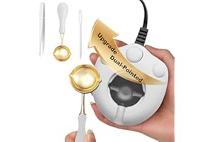 VSECUON Dual-Spout Electric Wax Seal Warmer White with Spoon Tweezers Stirring for Melting Wax Sealing Beads