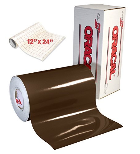 ORACAL 651 Gloss Brown Adhesive Craft Vinyl for Cameo, Cricut & Silhouette Including Free Roll of Clear Transfer Paper (6ft x 12