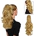 FESHFEN 19”Long Curly Synthetic Ponytail Extension Clip In/On Claw Hair Piece Drawstring(Strawberry Blonde)