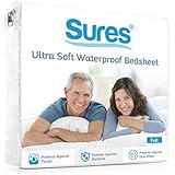 Sures Waterproof Mattress Protector - Twin Size Bedsheet - Fitted Machine Washable Bed Sheets - Hypoallergenic and Vinyl Free Bed Cover - Incontinence and Child Protection
