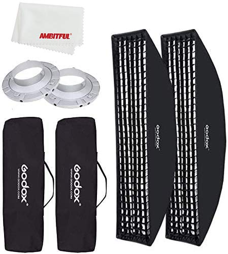 Godox - Soft Box with Rectangular Honeycomb Grid for Photo Strobe, Studio Flash, Bowens Light Box Mount, 30 x 120 cm, 2 Pack