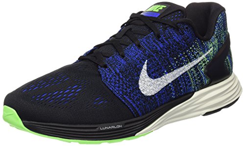 Nike Mens Lunarglide 7 Running Shoe (12 D(M) US, Black/Sail/Racer Blue/Vltg Grn)