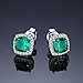 JewelryPalace Cushion 2.1ct Nano Russian Green Simulated Emerald Halo Stud Earrings For Women Solid 925 Sterling Silver