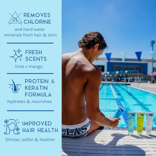 TRISWIM Chlorine Removal Body Wash & Swim Shampoo Set 8.5 fl oz Each | Complete Swim Care Kit with Aloe Vera, Pro-Vitamin B5, and Chamomile | Ideal for Hydrating Skin and Revitalizing Hair Post-Swim