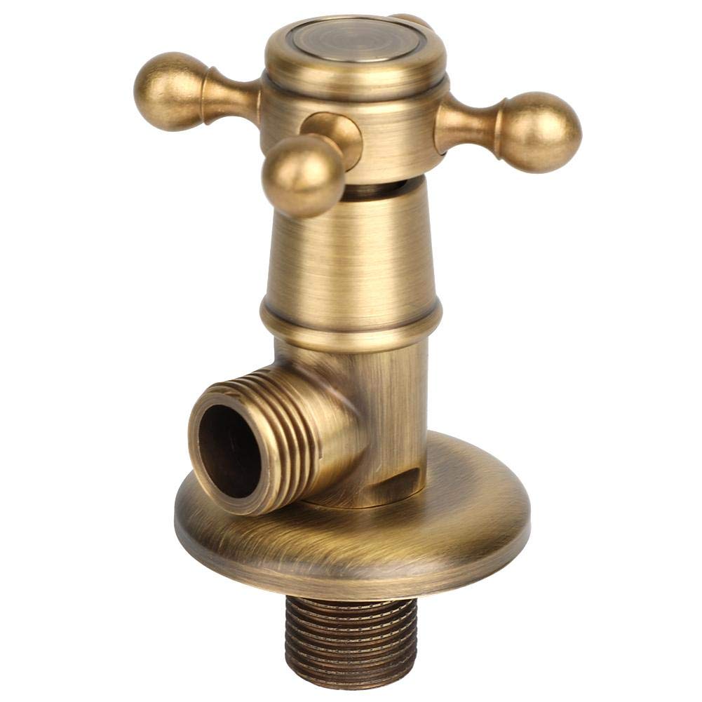 Fdit Brass Triangle Toilet Angle Valve 1/2" Golden Globe Valve, 3-Port, BS EN 1074-1, EN 1254-1, Copper Body, Vintage Golden Finish