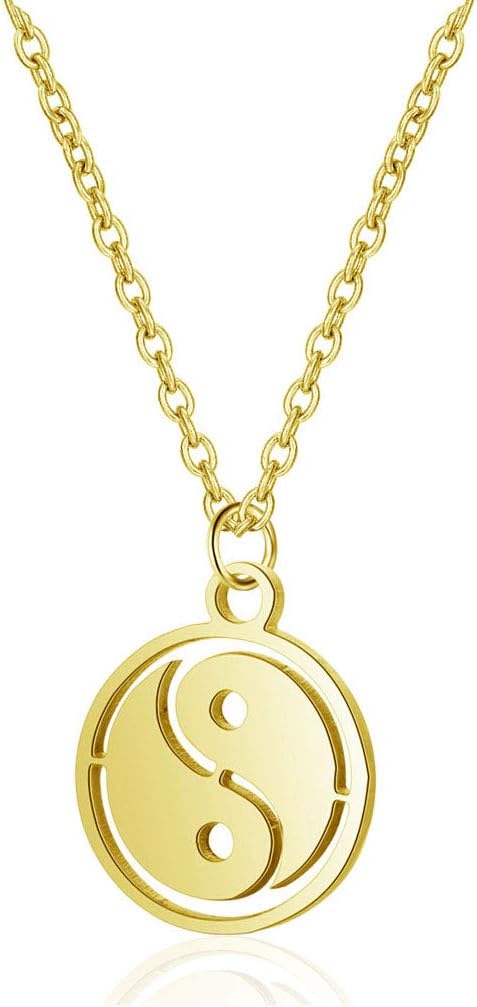 YOOE Geometric Circle Eight Diagrams Tai Chi Pendant Necklace,Stainless Steel Yin Yang Comma Clavicle Chain Necklace for Women Girls Birthday Gifts