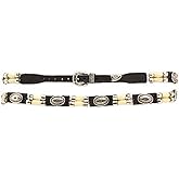 M&F Western Products Genuine Leather Hatband with Bone Beads and Silver Conchos, 27" x 3/8"
