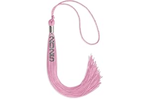 Endea Graduation Single Color Tassel with Silver Stacked Date Drop (Pink, 2025)