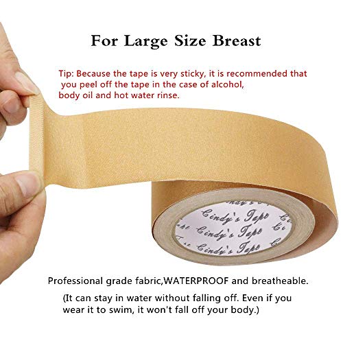 Boob Tape Nude Plus for D Cup up Size, for Large Size Diy Boob Lift Job, Body Tape, Breast Lift Tape,Bra Tape,Foot Tape,Fabric Tape Medical Grade and Waterproof. Kim K's Trick.