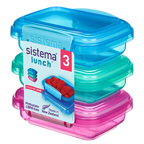 Sistema Lunch Frischhaltedose | 200 ml | kleine Snackboxen | BPA-freier Kunststoff | gemischte Farben | 3 Stück