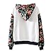 Cute Hoodies Sweater Pullover Warm Fleece Lined Flowers Sleeve White Large