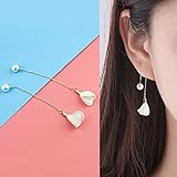 ERAWAN Women Fashion Gold Silver Plated Crystal Flower Drop Dangle Long Chain Earrings EW sakcharn (White)