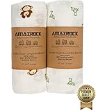 Amazrock Baby Muslin Swaddle Blanket - Soft 100% Cotton | 2 Large Baby Swaddle Blankets for Quality Comfort & Sleep | Receiving & Swaddling Blankets (Playful Chocolate-Green (100% Cotton))