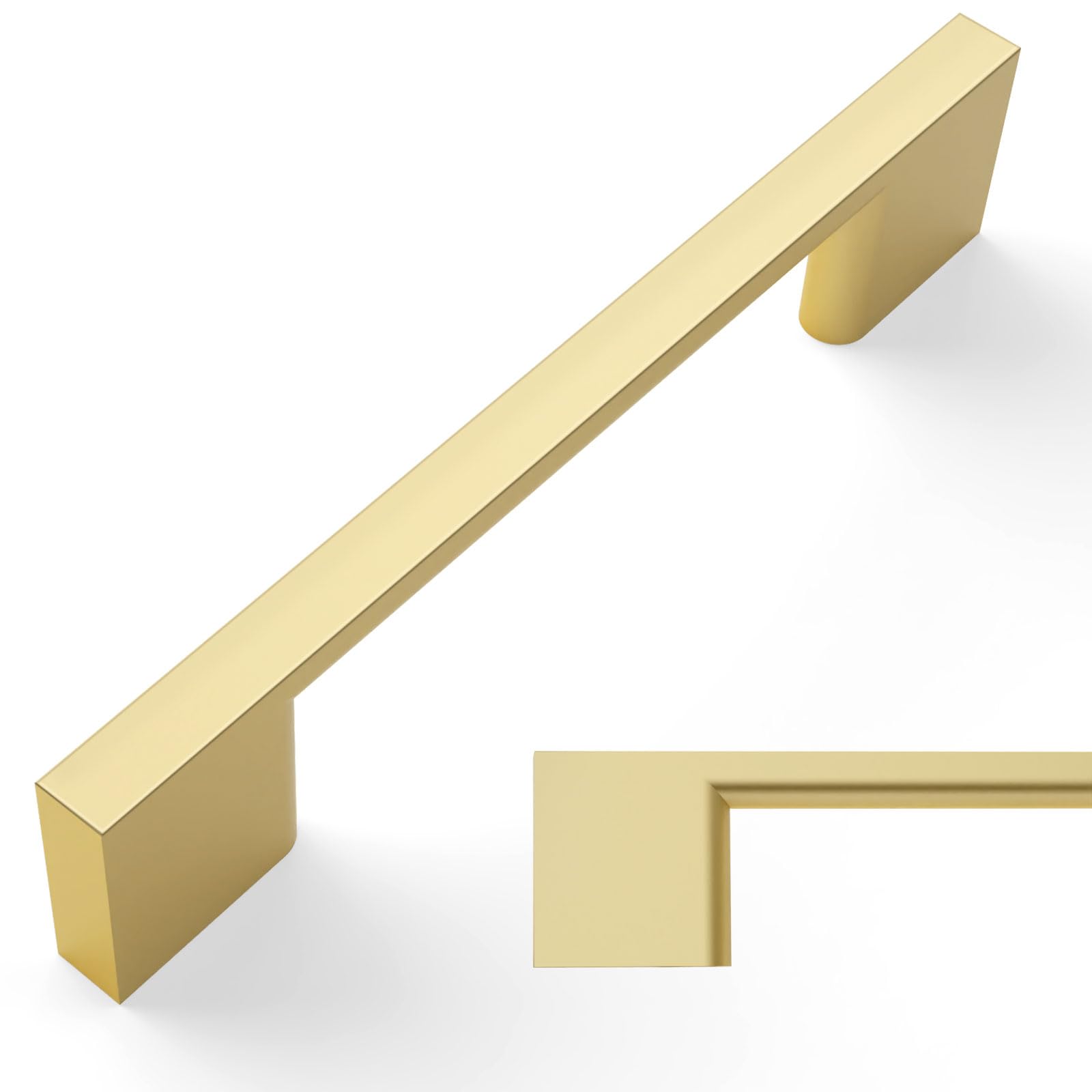 Amerdeco 10 Pack Brushed Gold Cabinet Pulls - 3-3/4 Inch (96MM) Kitchen Handles for Drawers and Cupboards AM008