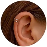 Fake Silver Ear Cuff – Faux Helix Spiral Cartilage Earring, 20 Gauge Clip-On Double Hoop - 925 sterling Silver Non Piercing Ear Jewelry for Women