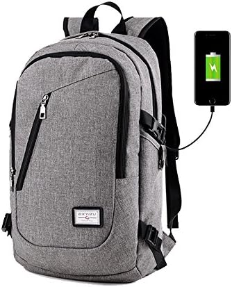 Business Laptop Backpack 15.6” School Backpacks with USB Charging Port Anti-theft Lightweight Travel Bag (Grey)