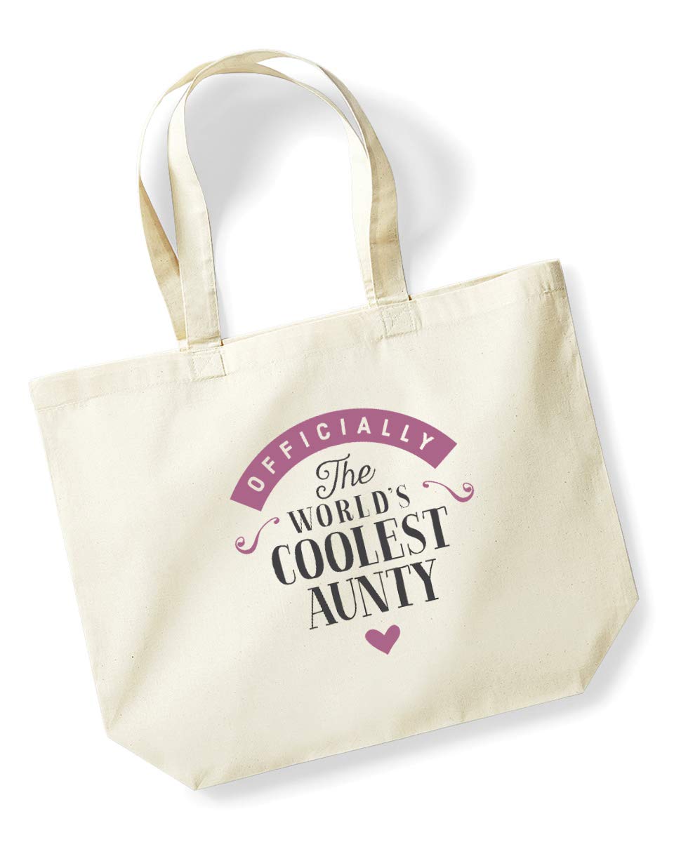 D Design Invent Print! Aunty Gift Bag Tote Shopping Bag Birthday Gift Present for Aunty Keepsake Idea - Size: 47cm x 40cm x 12cm (Natural)