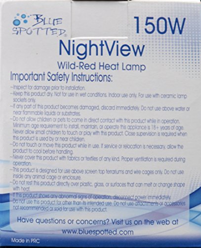 Blue Spotted NightView Wild-Red Heat Lamp Ideal As A 24 Hour Heat Source for Your Pet Reptiles and Amphibians! (150 Watt 2 Pack)