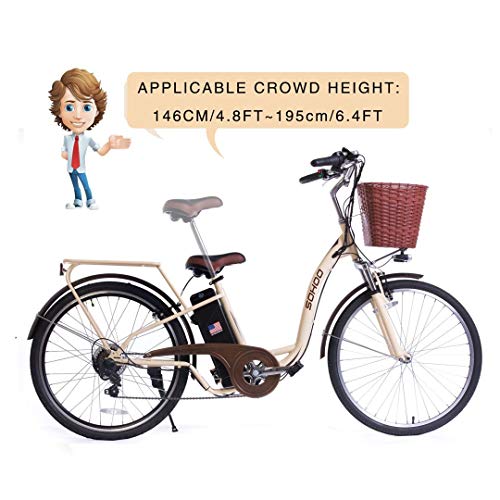 SOHOO 36V350W10AH 26″ Electric Bicycle City e-Bike Mountain Bike(Cream)