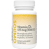 Amazon Brand - Solimo Vitamin D3 125 mcg (5000 IU), 150 Softgels, Five Month Supply (Packaging may vary)