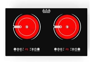 VBGK 2 Burner Electric Cooktop 110V 2400W Electric Stove Top Countertop and Built-in Electric Burner,Ceramic Electric Hot Pla